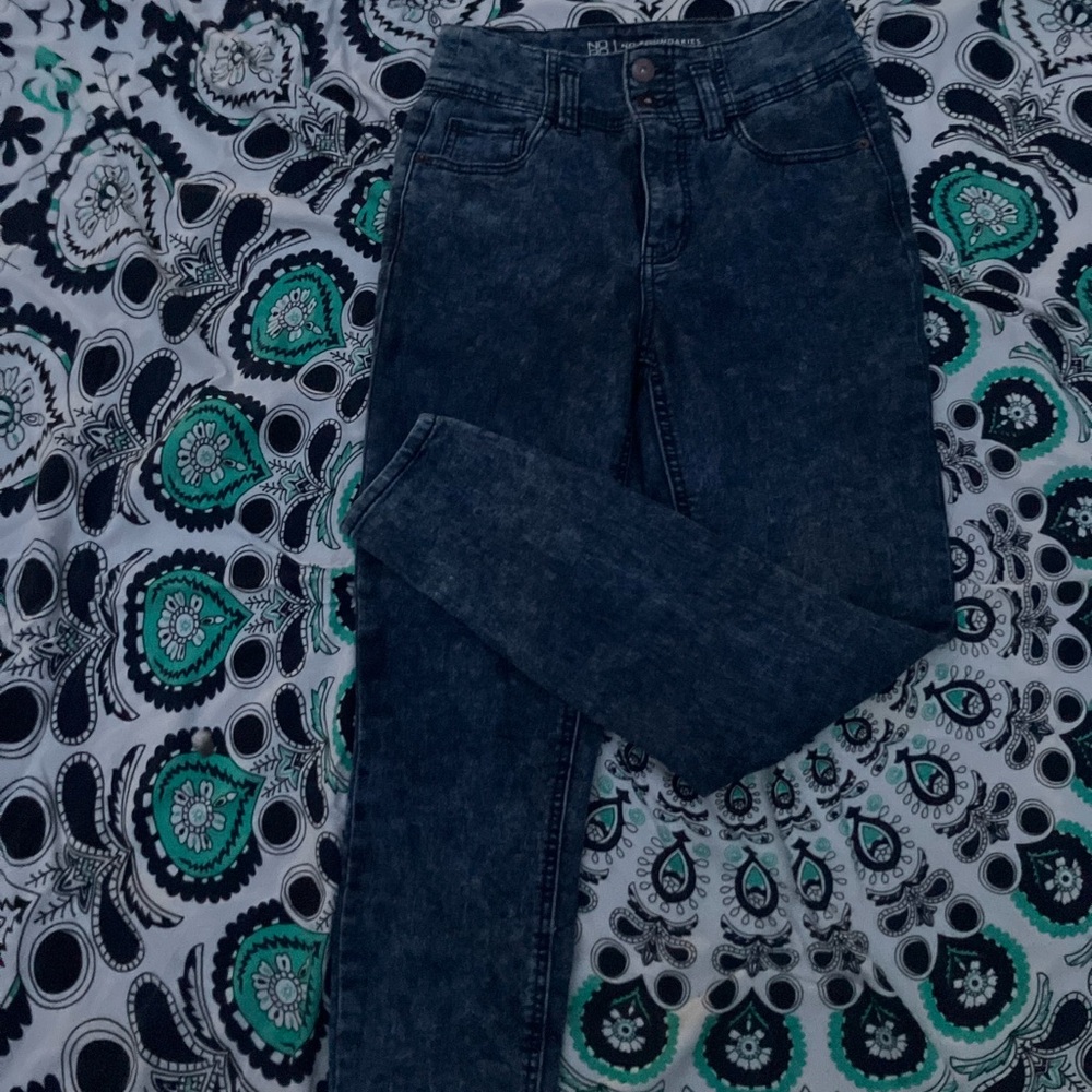 Women's acid wash blue jeans